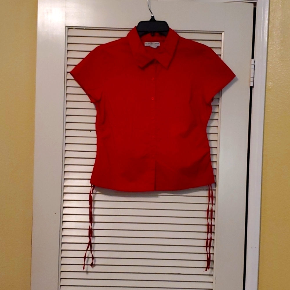 AT LAST & COMPANY STRETCHABLE BUTTON DOWN ROUGHING ON BOTH SIDES COTTON TOP